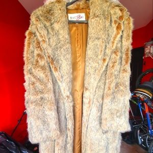 Mens faux fur full length coat